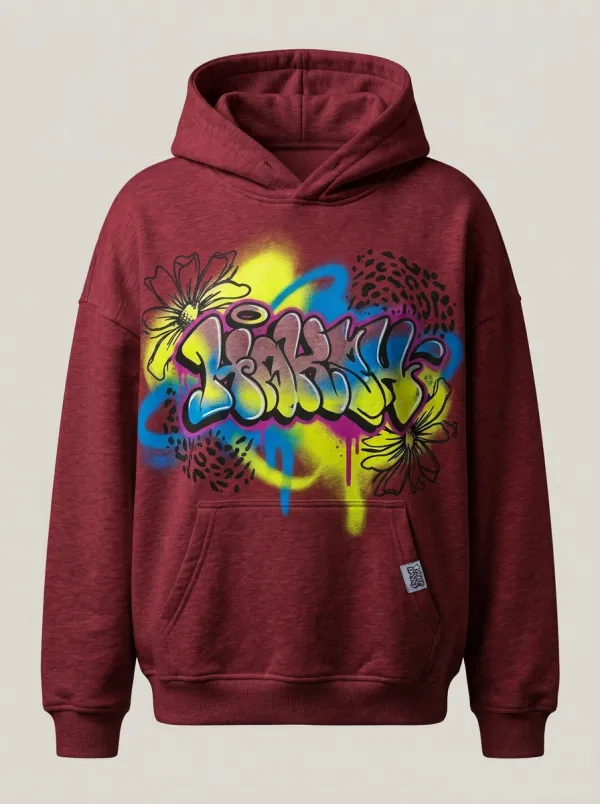 Unisex Graffiti Floral Leopard Graphic Hoodie