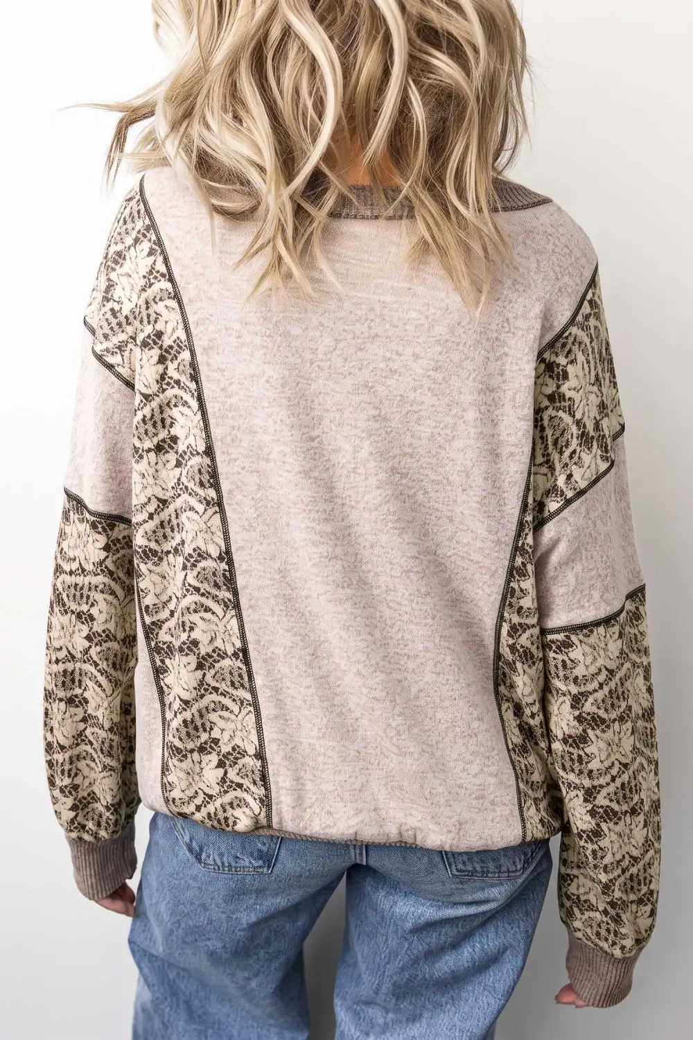 Floral Print Round Neck Relaxed Long Sleeve Top