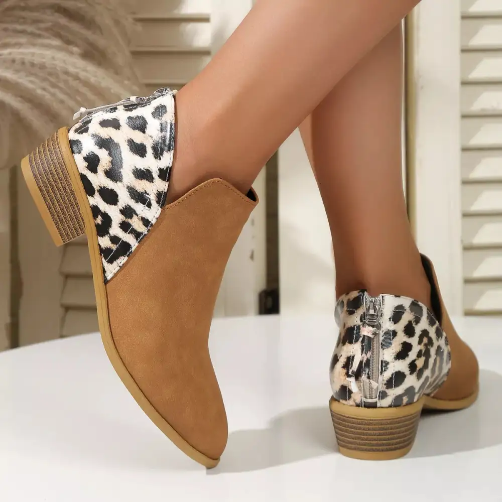 Polished Pointed Toe Block Heel Boots