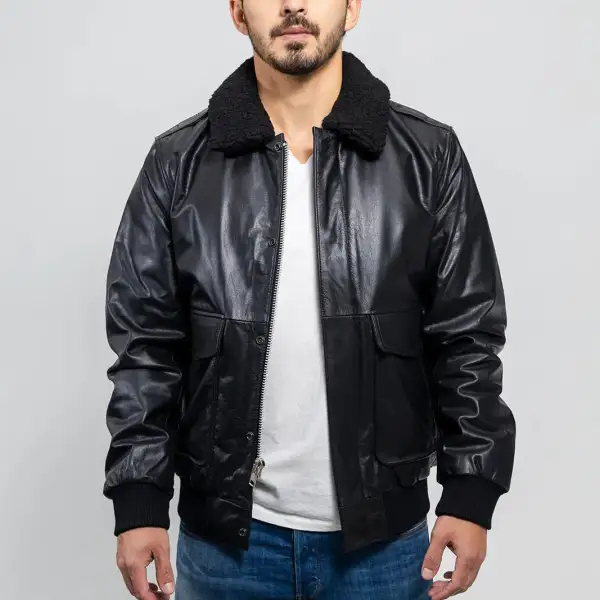 Structured Leather Biker Bomber Motorcycle Jacket