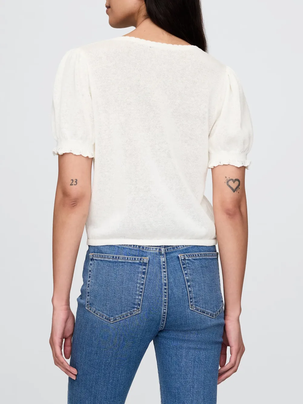 Bubble Sleeve Short Sleeved Sweater