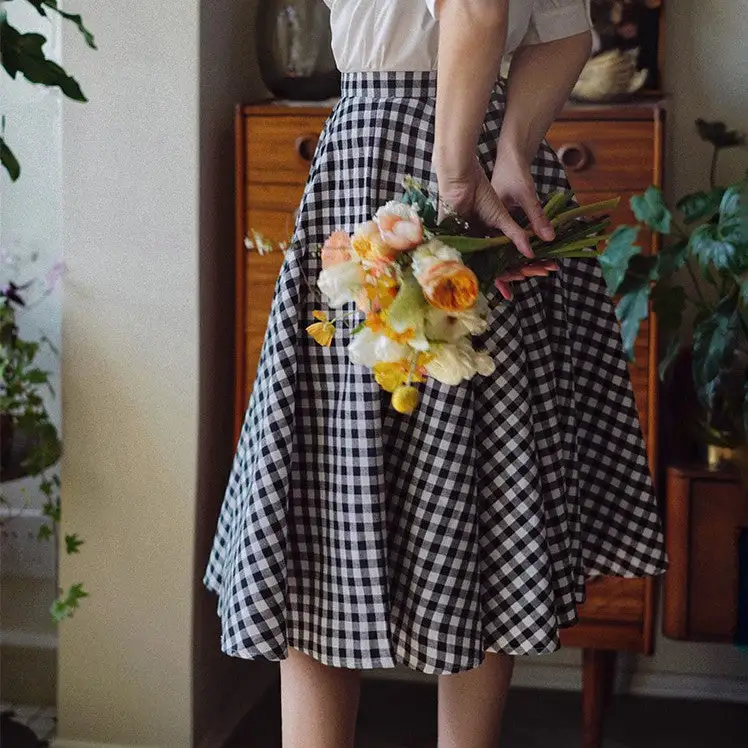 Polished Leisure Everyday Casual Plaid Skirt