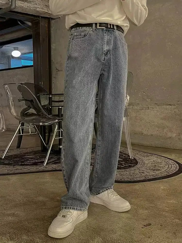 Stone Washed Straight Fit Jeans