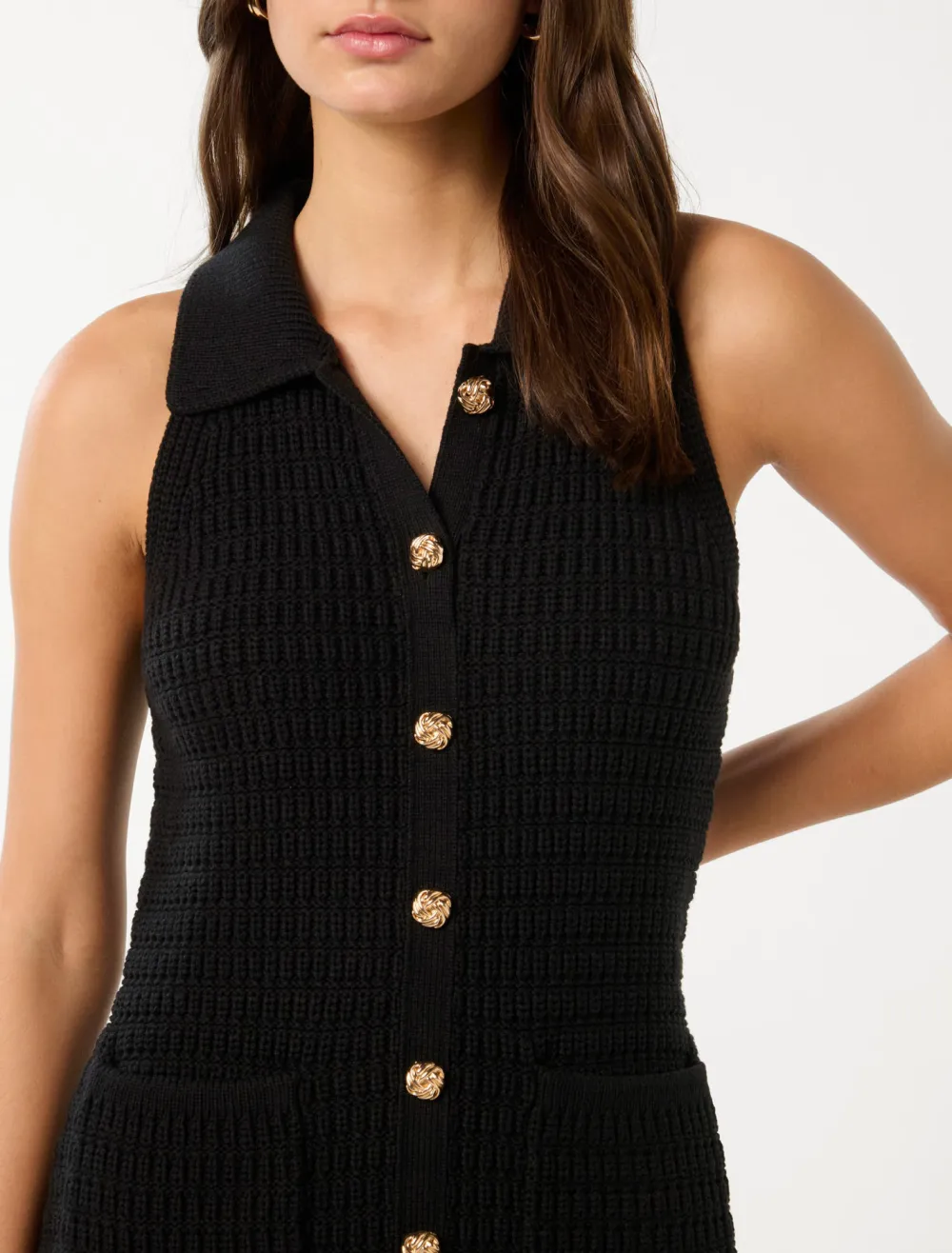 Button Up Knit Mini Dress