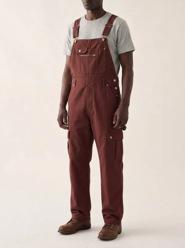 Men's Casual Utility Olive Green Cargo Overalls