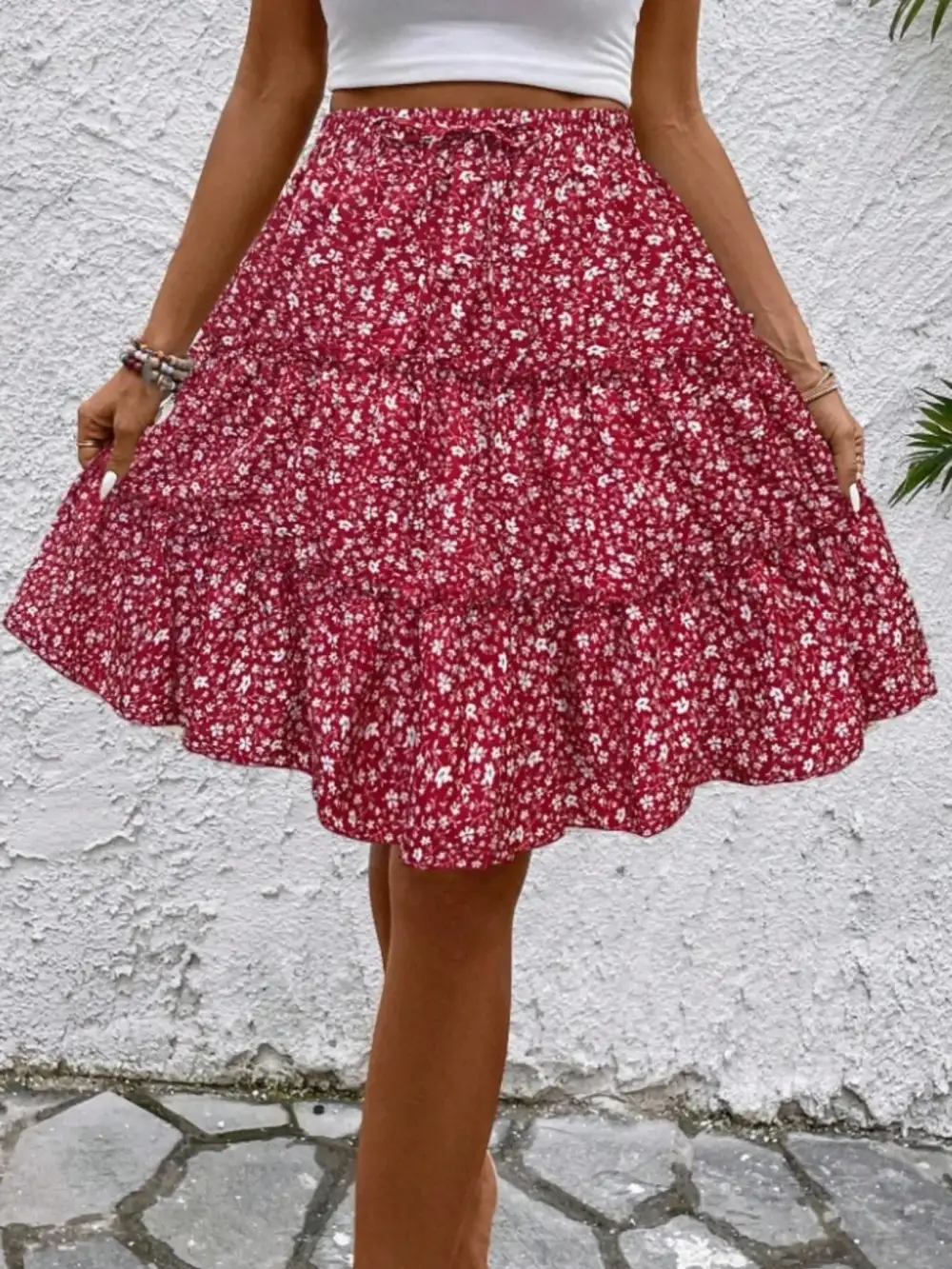 Everyday Floral Print Midi Skirt