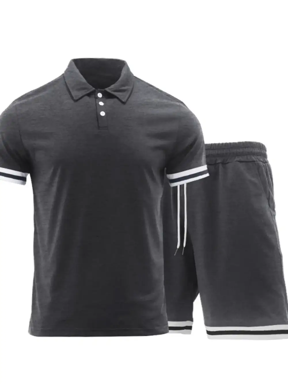 Short Sleeve Button Detail Polo And Shorts Set