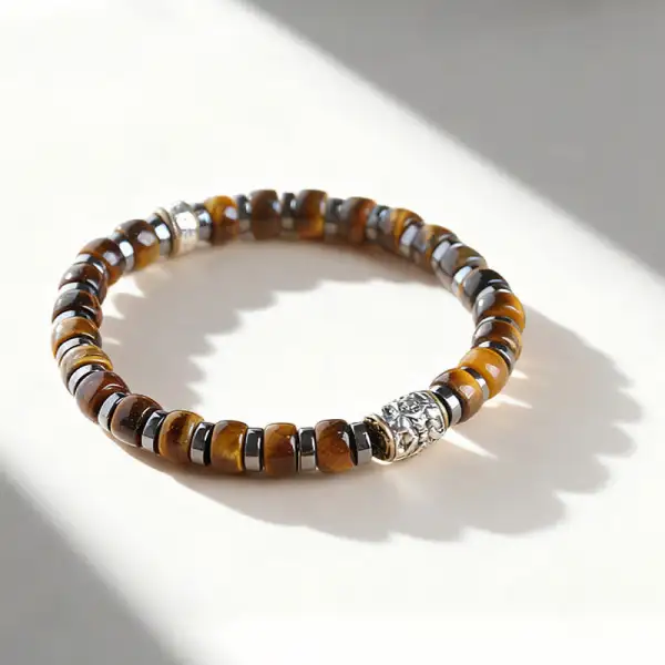 Natural Tiger Eye Antique Lion Bead Bracelet