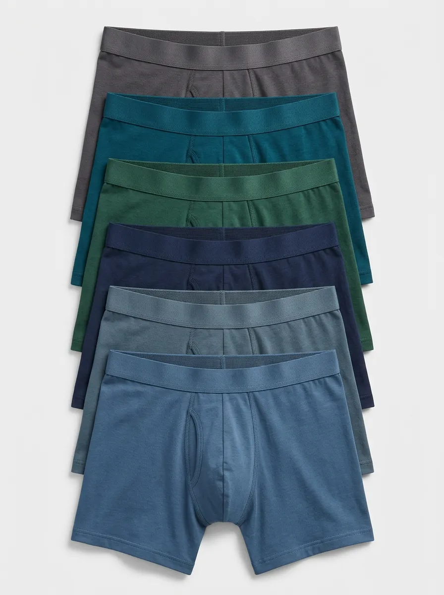 Men's Solid Tone Elastic Waistband 6-Pack Boxer Briefs