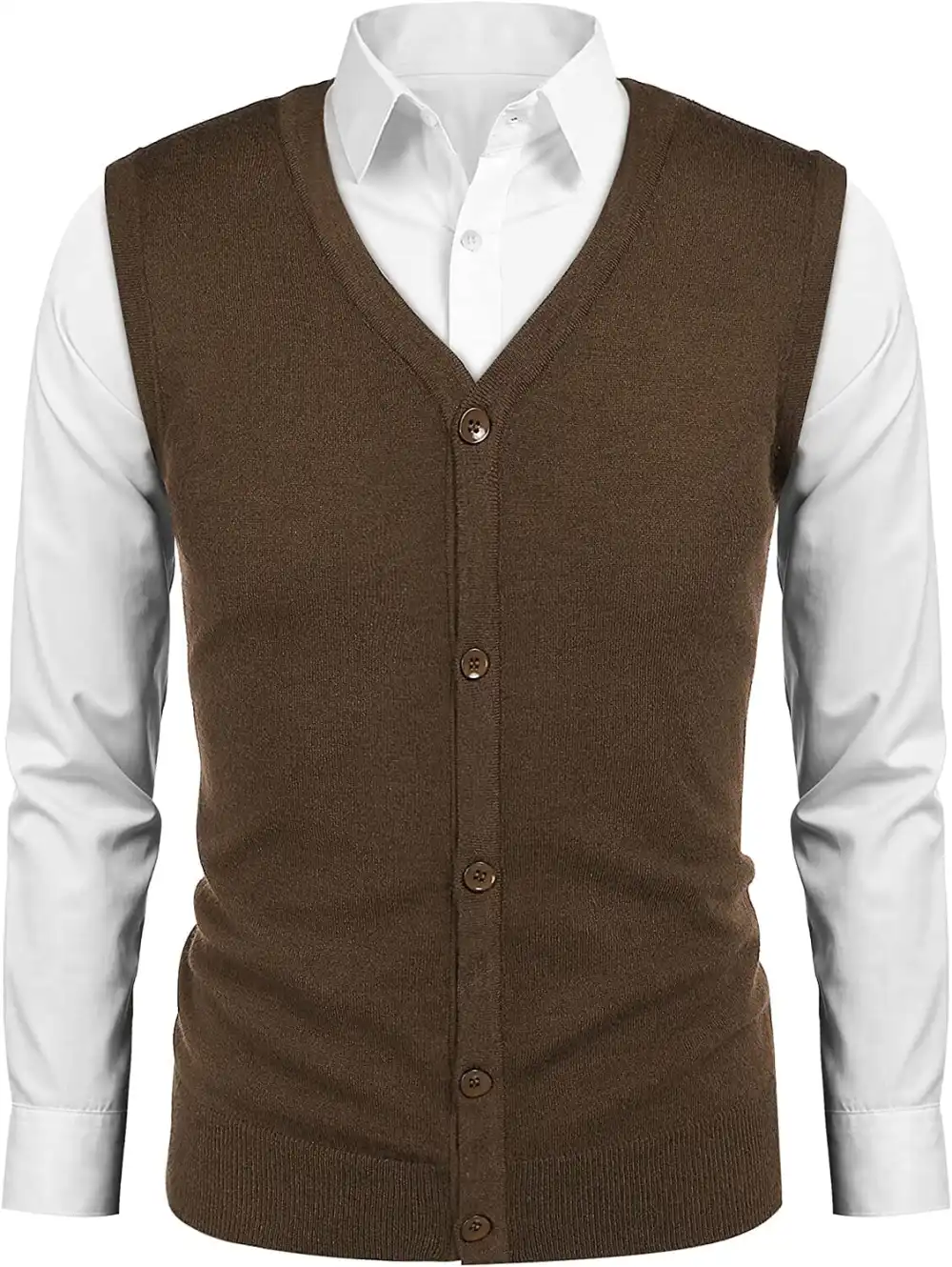 Casual Sleeveless Knitted Button Cardigan Vest Jeans