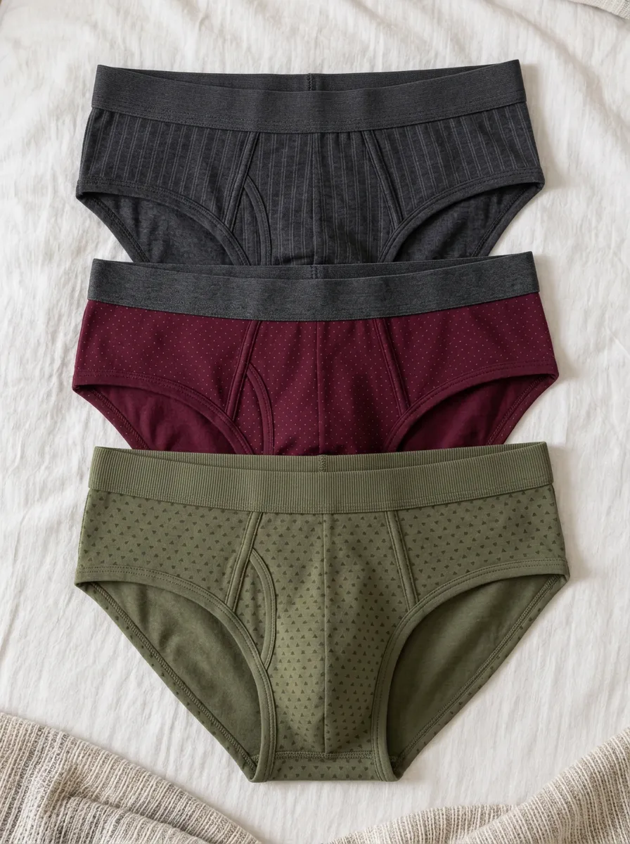 Men's Ribbed and Geometric Printed 3-Pack Briefs