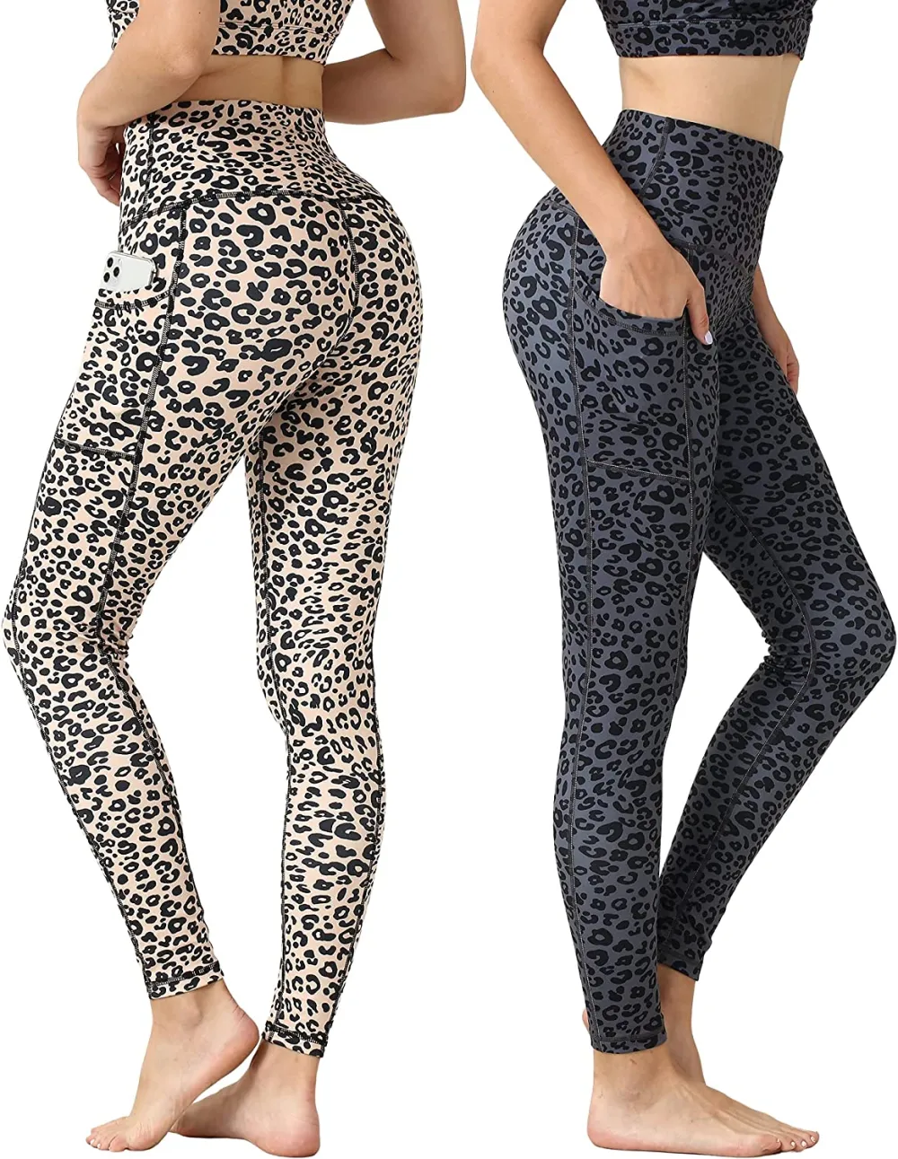 YOUNGCHARM 4 Pack Leggings with Pockets for Women,High Waist Tummy Control Workout Yoga Pants