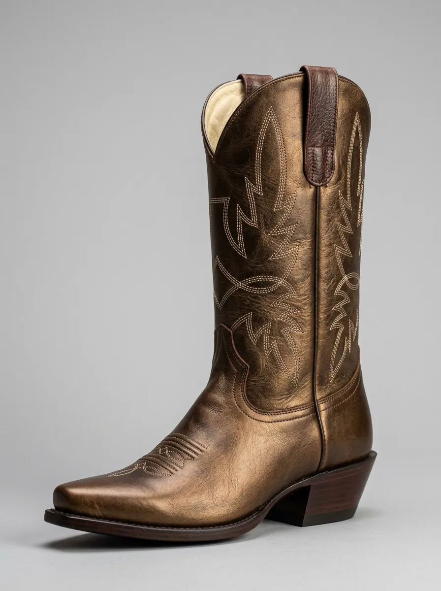 Men's Metallic Pointed-Toe Pull-On Western Boots