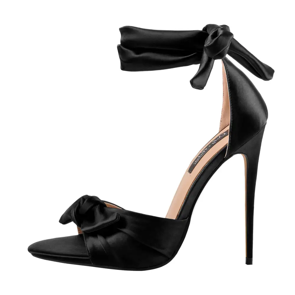 Bow Ankle Strap Stiletto Sandals