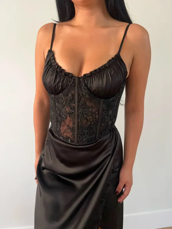 Black Lace Floor-Length Set