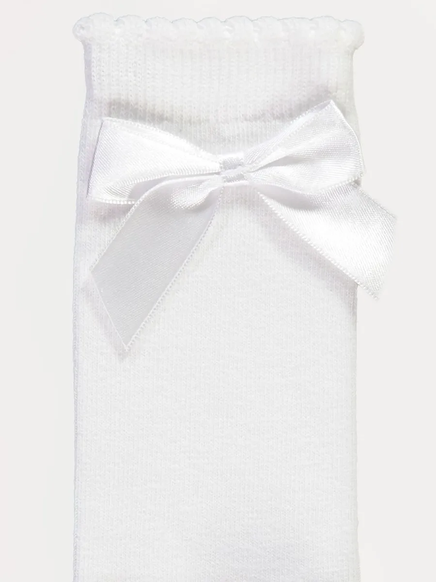 White Bow Cotton Rich Knee High Socks 3 Pack
