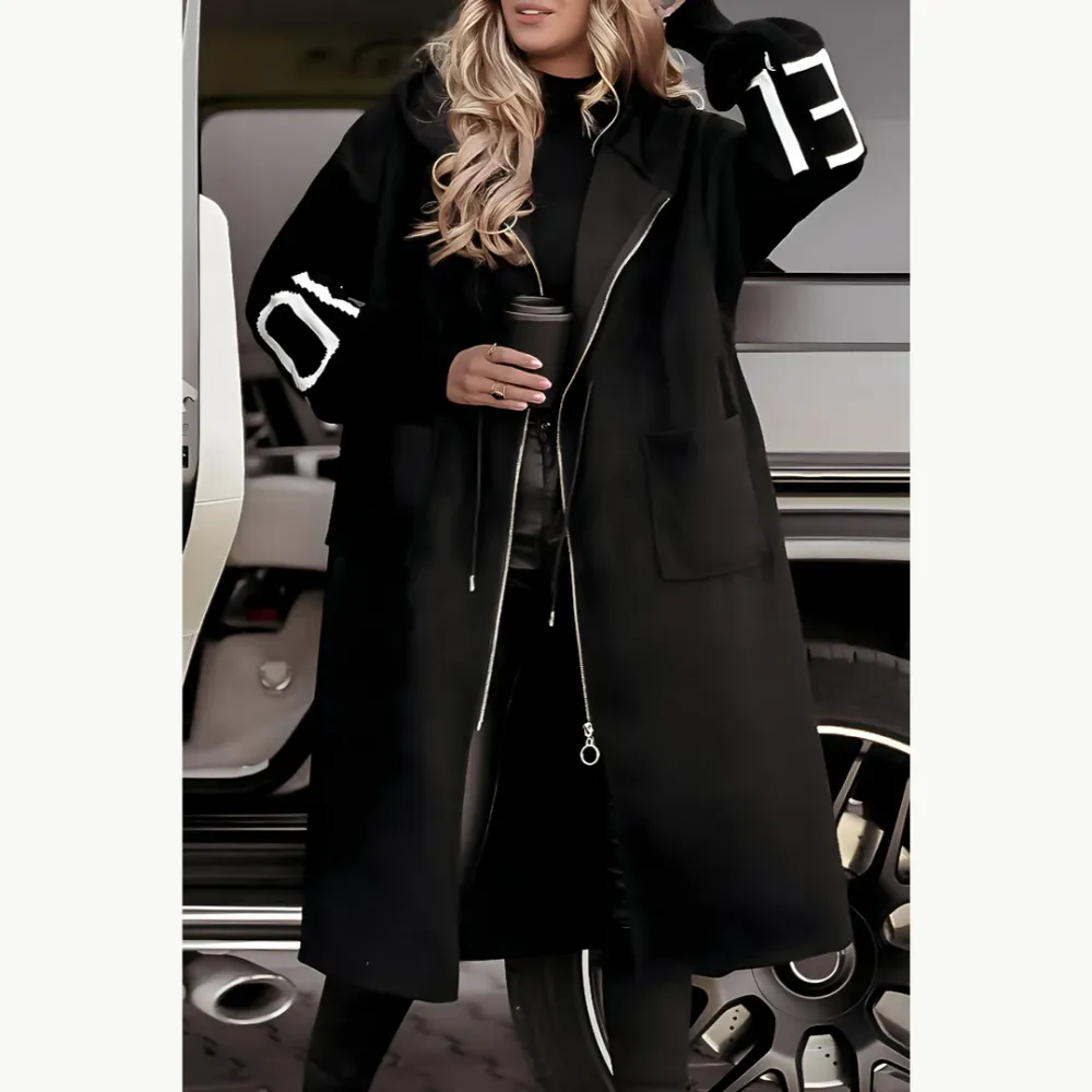 Hooded Longline Knit Sleeve Coat