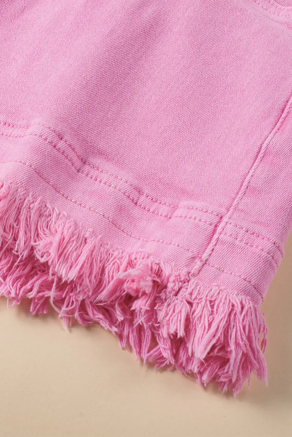 Pink Frayed Edge Mid Rise Denim