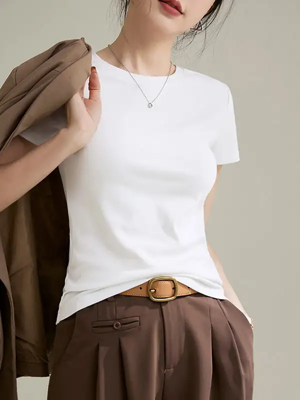 Short Sleeve Slim Fit Round Neck T-Shirt