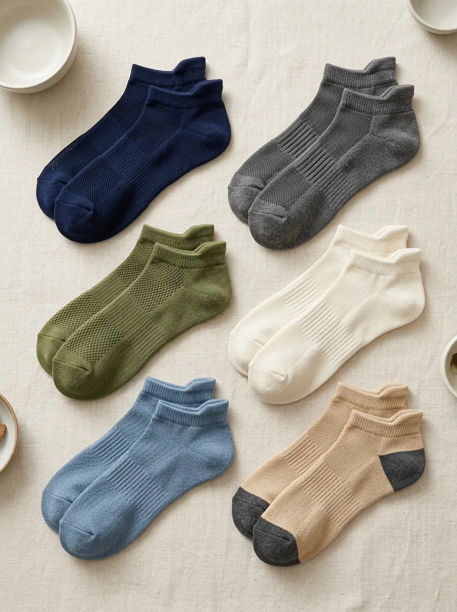 Men's Athletic Casual Multi-Color Mesh Breathable Ankle Socks Set