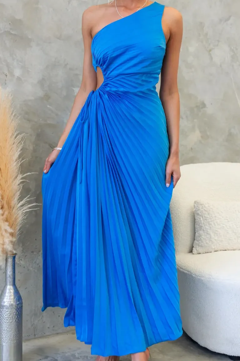 Women's Fitted One-Shoulder Asymmetric Bridal Maxi Dress