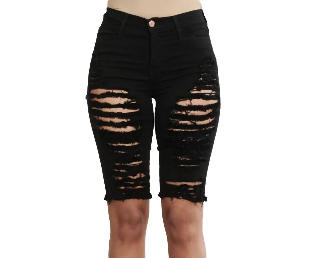Women's Distressed Bermuda Shorts