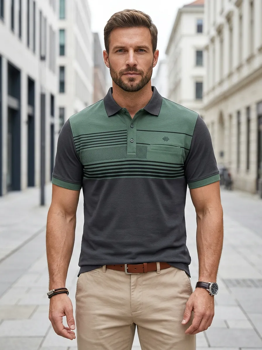 Men's Refined Striped Polo Shirt