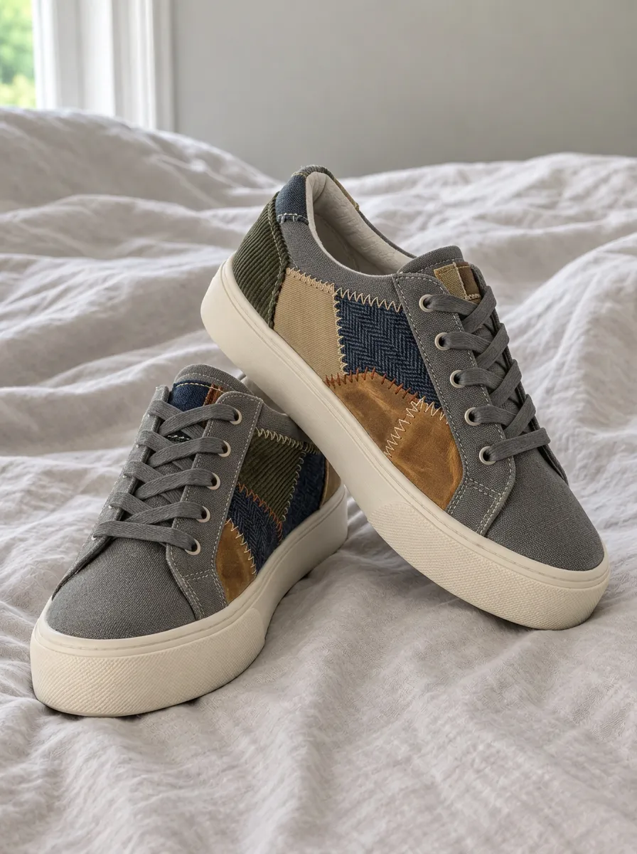 Men's Modern Vintage Patchwork Pattern Patterned Canvas Shoes