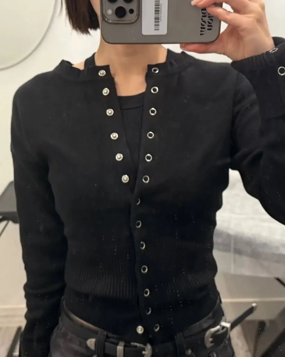 Snap-Button Knit Cardigan