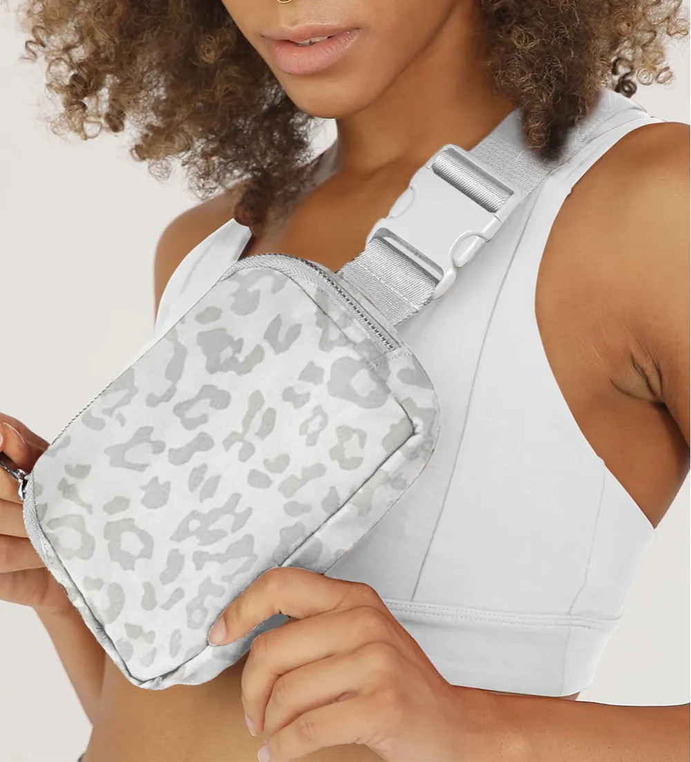 Leopard Print Buckle Canvas Chest Bag