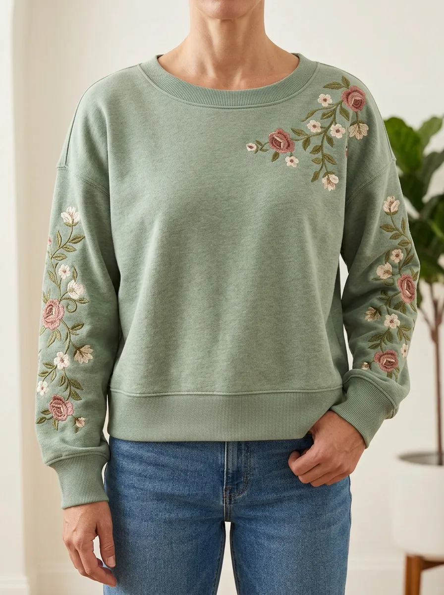 Women's Casual Sweatshirt with Knit Detail