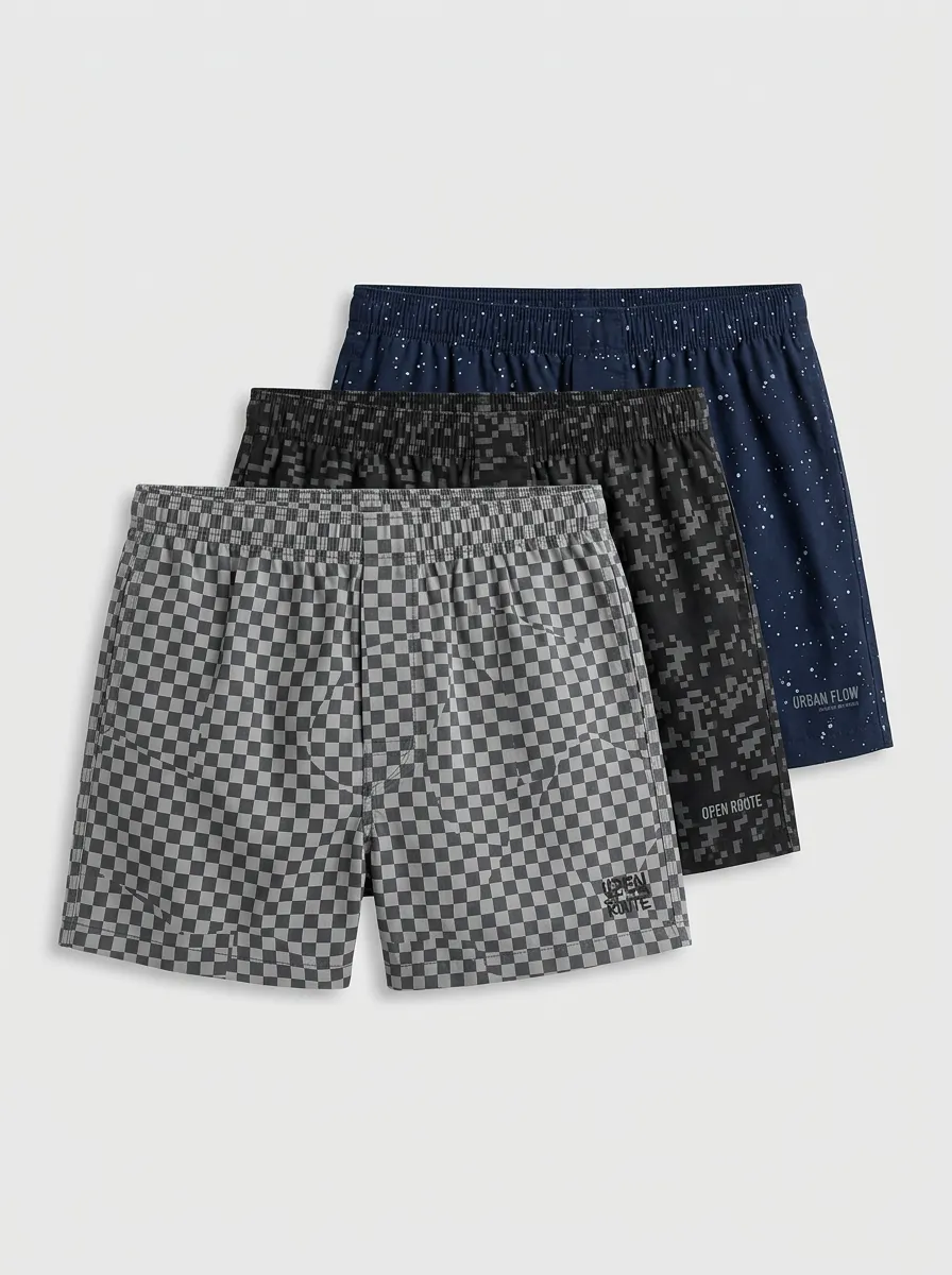 Patterned Checkered Pixel Boxer Set