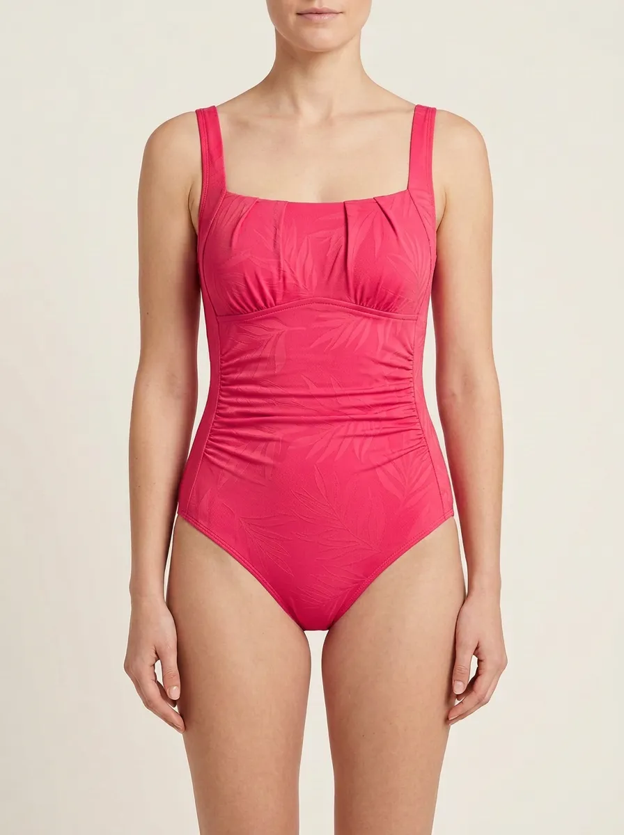 Poolside Tropical Leaf-Pattern One-Piece Swimsuit