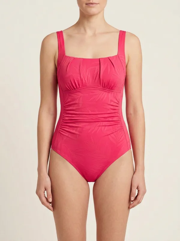 Poolside Tropical Leaf-Pattern One-Piece Swimsuit