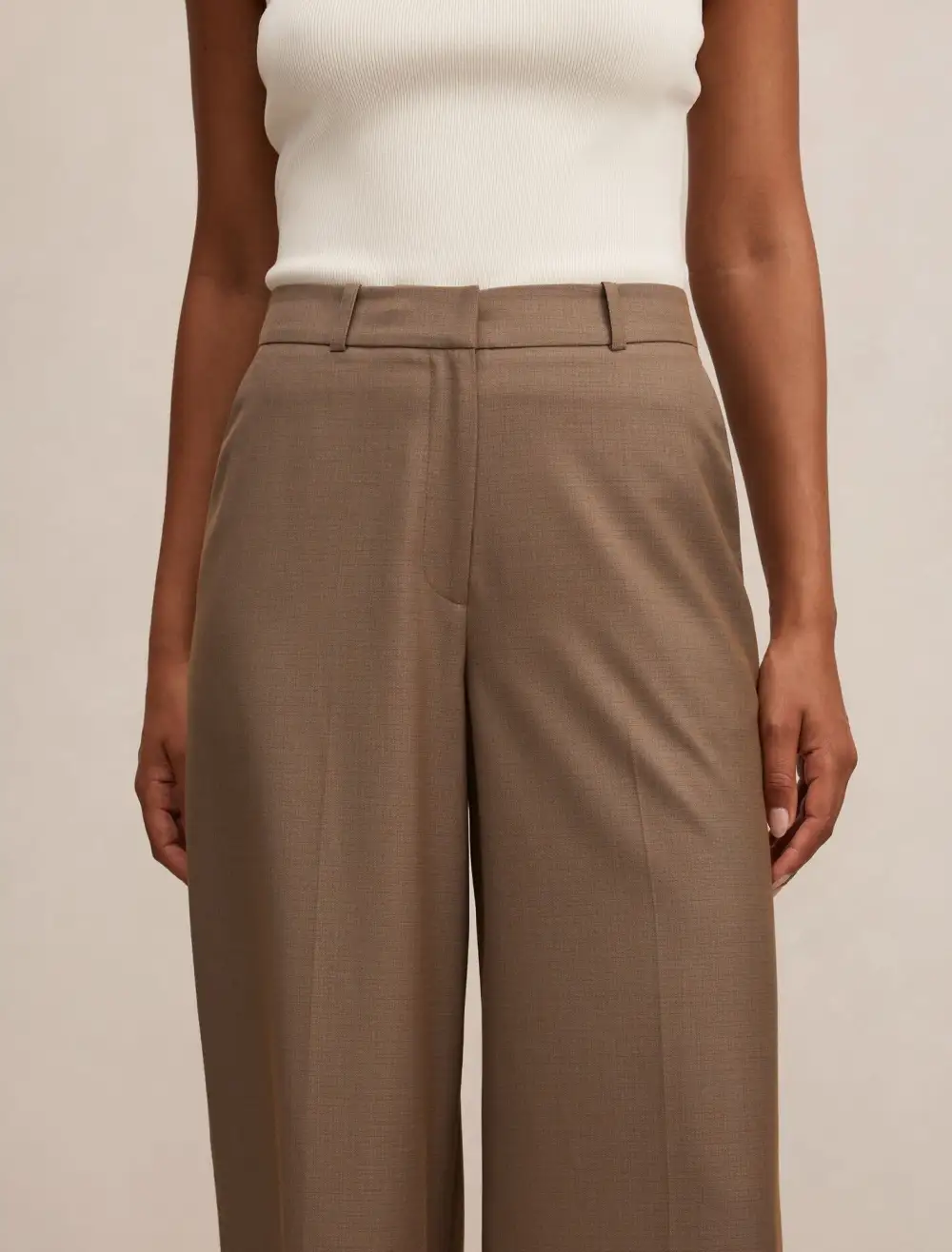 Light Brown Wide Leg Trousers
