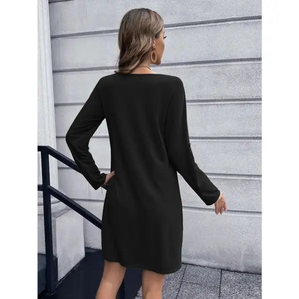 Button Down V-Neck Mini Dress