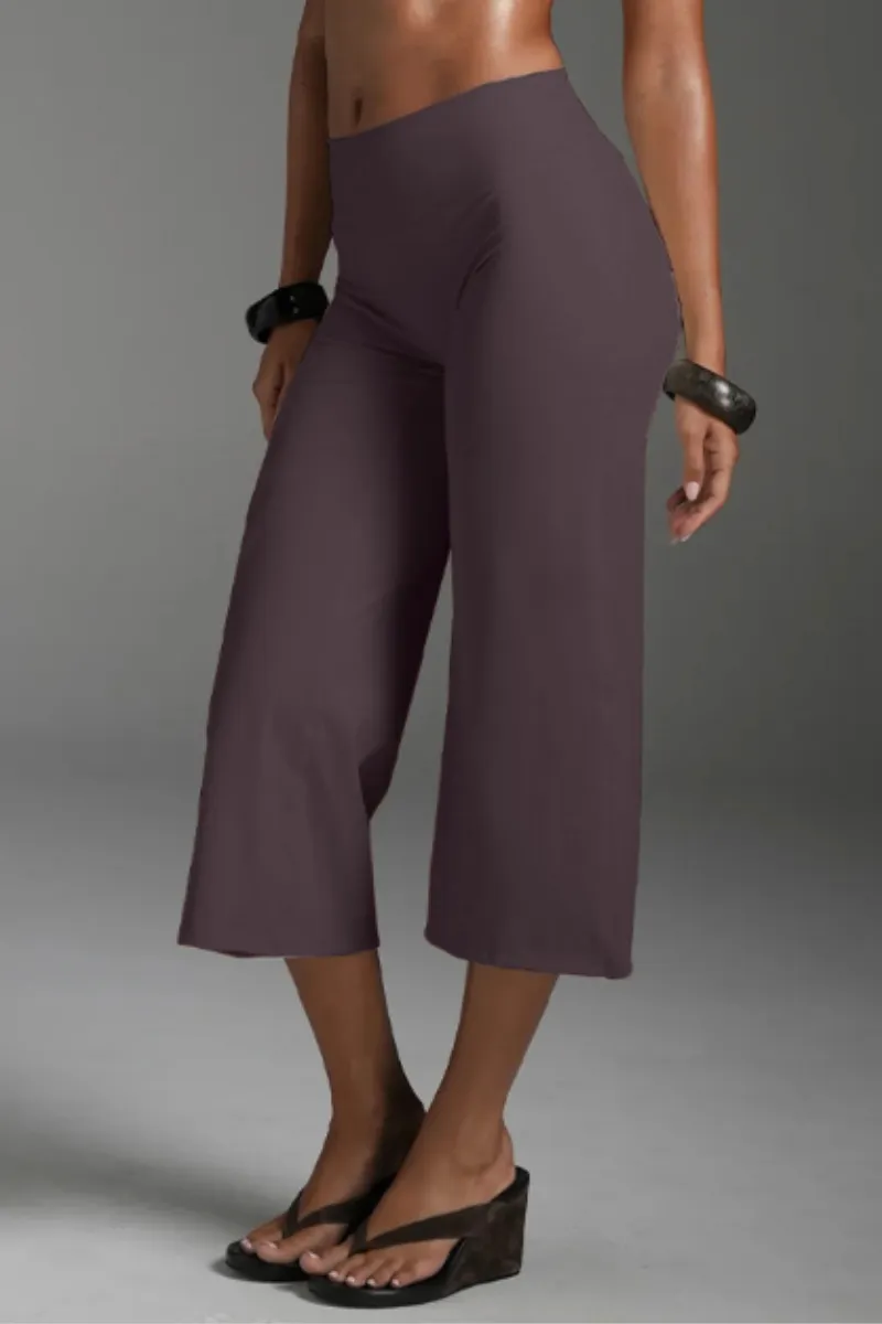 High-Waist Wide-Leg Running Capri Trousers