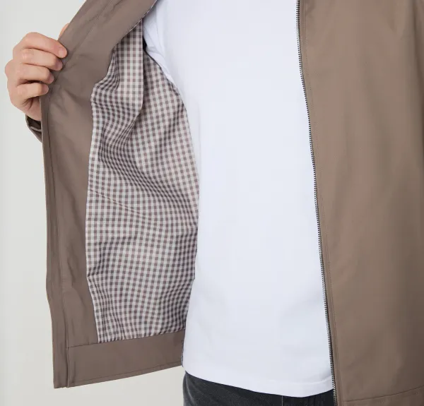 Taupe Lightweight Water-Resistant Zip Jacket