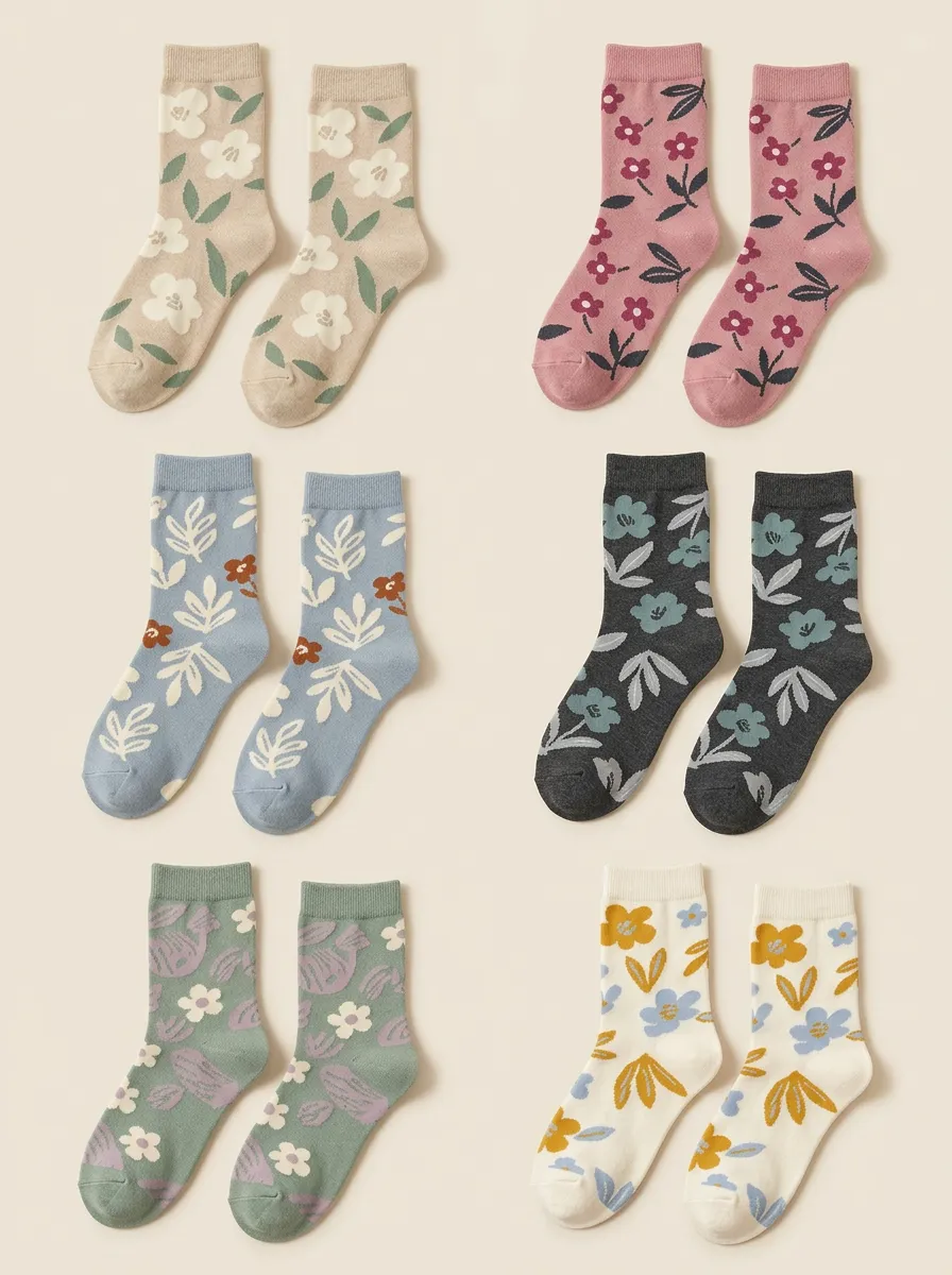 Women's Botanical Ribbed Multi-Pack Ankle Jacquard-Look Socks