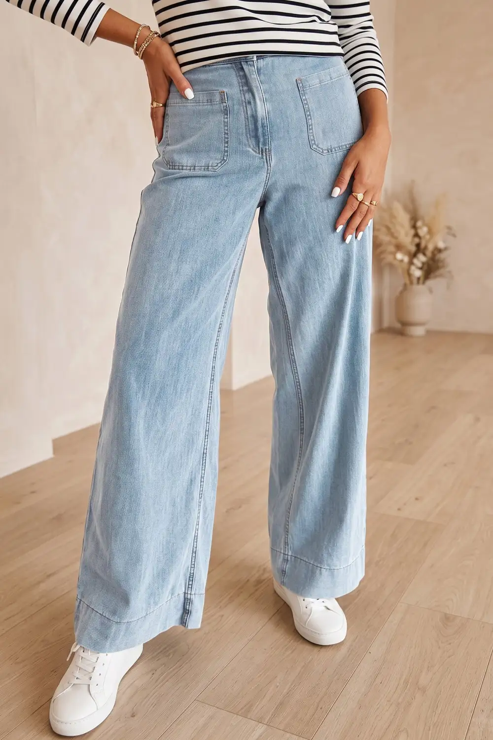 Women's Solid Full Length Regular Pocket Detail Wholesale Denim Jeans