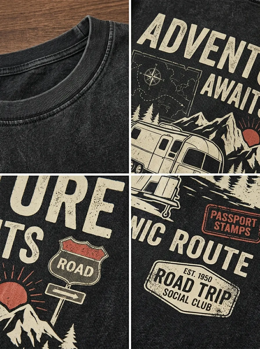 Unisex Adventure Lover Camper Van Mountain Printed T-shirt