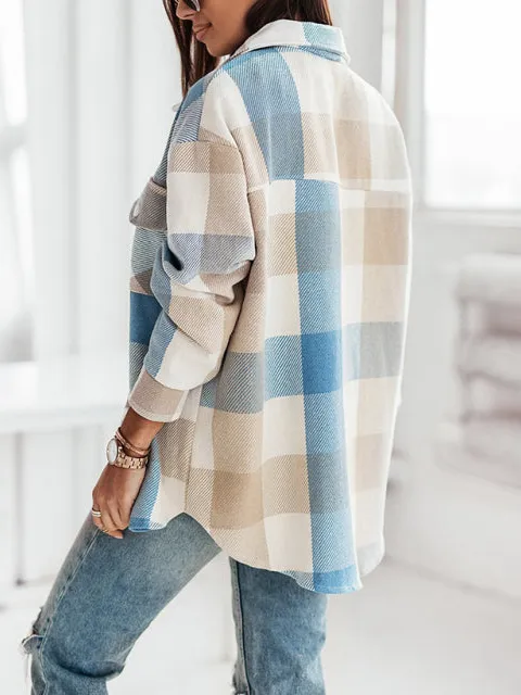 Brushed-Wool Plaid Pocketed Jacket