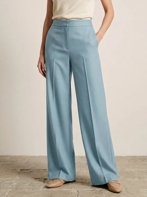High-Waist Minimal Women's Wide-Leg Trousers