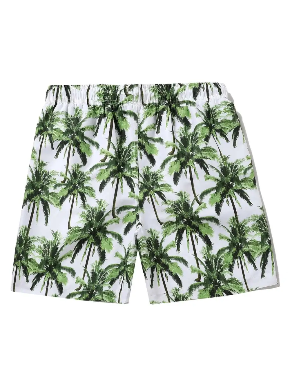 Men's Drawstring Coconut Tree Print Swim Trunks