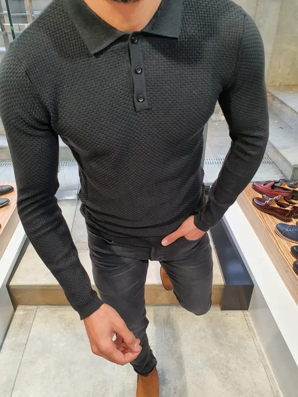 Classic Polo Collar Slim Fit Knit Sweater
