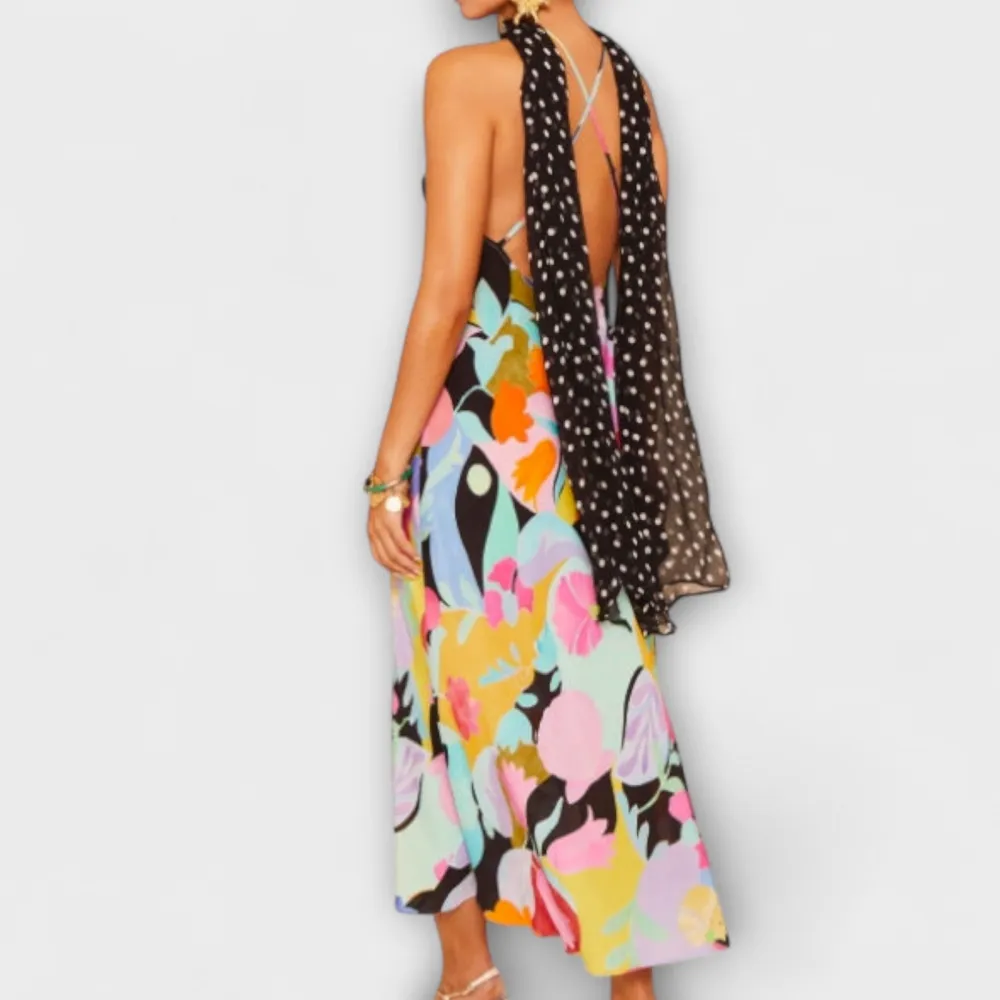 Chiffon Satin Sleeveless Midi Dress
