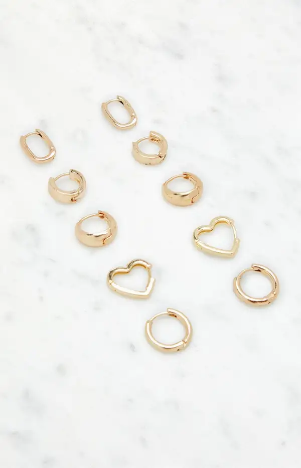 LA Hearts 5 Pack Huggie Heart Hoop Earrings