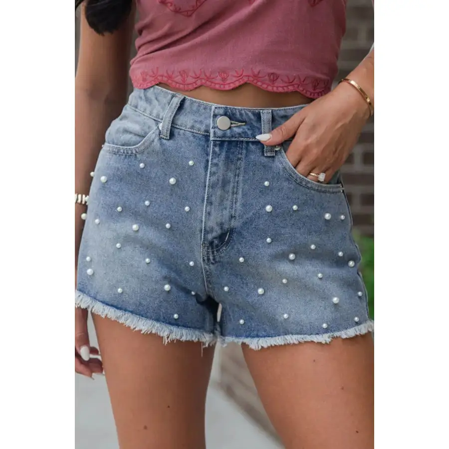 Casual Raw Hem Denim Shorts