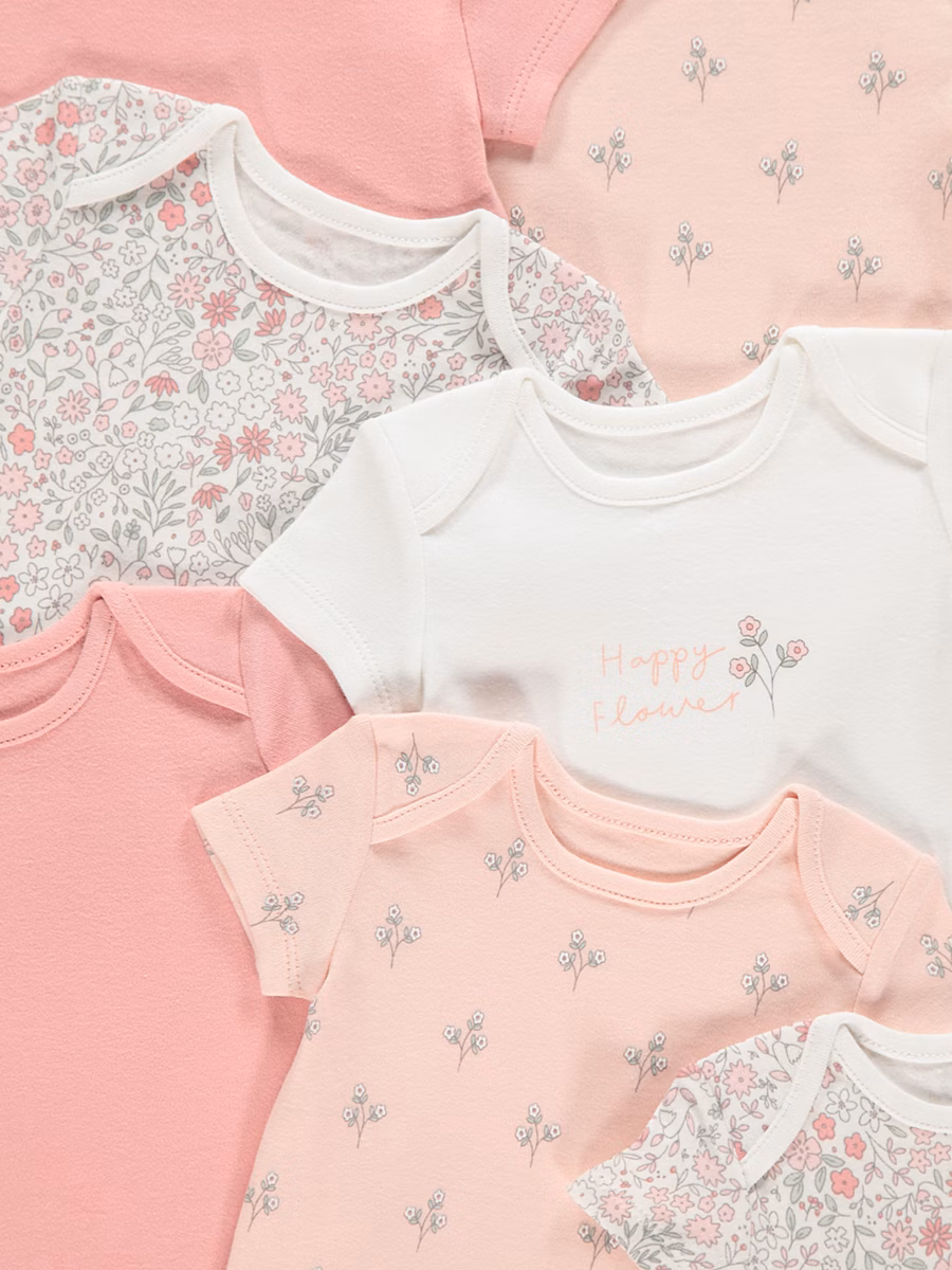 Floral Short Sleeve Bodysuits 7 Pack detail 1