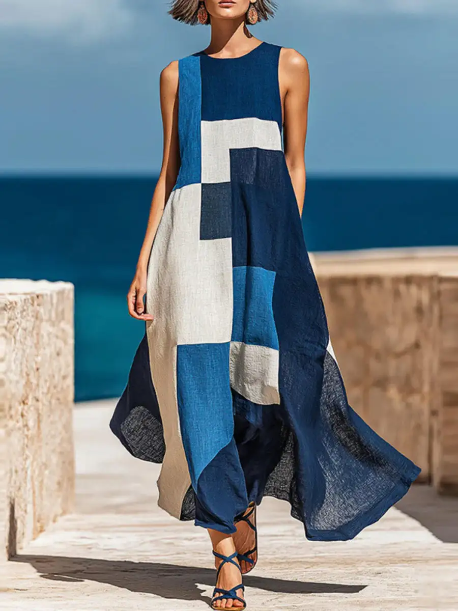 Loose Pockets Neck Maxi Dress